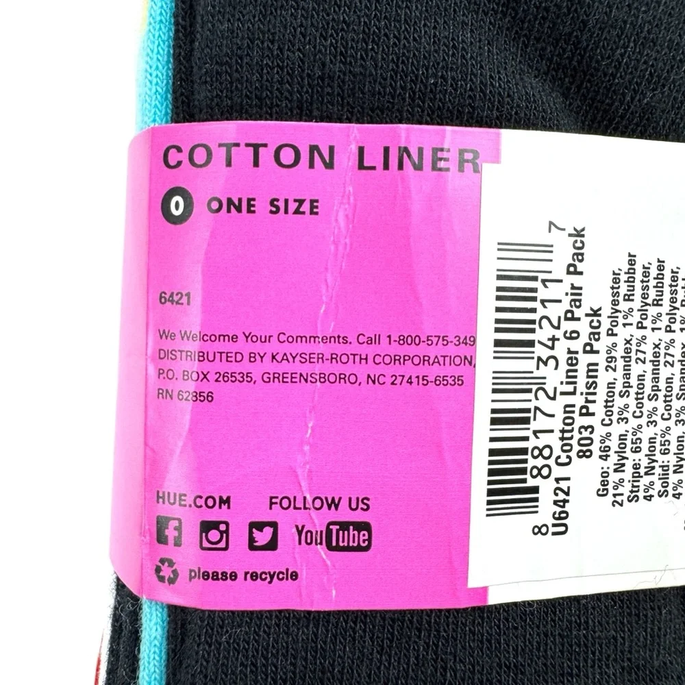 HUE Womens Cotton Sock Liner One Size Fits Most No Show Socks Multicolor 12 Pair